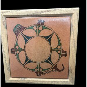 Native American Ceramic Tile Trivet With Wooden Frame By Littlebird